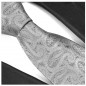 Preview: Hochzeitskrawatte grau silber paisley für den Herren