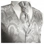 Preview: Silber Hochzeitsweste paisley mit Plastron Krawatte Einstecktuch und Manschettenknöpfen v3
