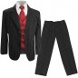 Preview: Kinder Anzug / Jungen Anzug festlich schwarz Nadelstreifen + rotes Westenset
