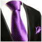 Preview: lila violett Krawatte gepunktet mit Einstecktuch