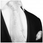 Preview: Krawatte weiß paisley Seide mit Einstecktuch