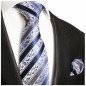 Preview: Extra lange Krawatte 165cm - blau barock gestreift