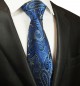 Preview: Blaue Krawatte Seide gelb paisley 2044