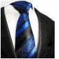 Preview: Extra lange Krawatte 165cm - blau schwarz barock gestreift