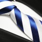 Preview: Krawatte blau weiss gestreift Seide 405
