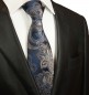 Preview: Krawatte blau braun paisley Seide 2043