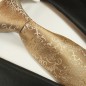 Preview: Krawatte gold barock Seidenkrawatte - Seide Krawatte mit Einstecktuch