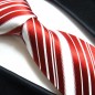 Preview: Extra lange Krawatte 165cm - Krawatte weiß rot gestreift