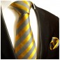 Preview: Extra lange Krawatte 165cm - gold grau gestreift
