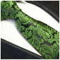 Preview: Extra lange Krawatte 165cm - Krawatte grün paisley