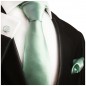 Preview: Krawatte mint grün mit Einstecktuch und Manschettenknöpfen