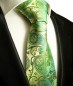 Preview: Extra lange Krawatte 165cm - Krawatte gold grün paisley