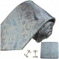 Preview: Krawatte blau grau paisley brokat Seide 2000