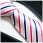 Preview: Extra lange Krawatte 165cm - Krawatte pink blau gestreift
