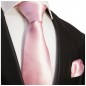 Preview: Krawatte pink rosa uni Seide mit Einstecktuch