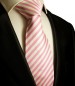 Preview: Pinke Krawatte weiß gestreift Seide