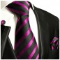 Preview: Extra lange Krawatte 165cm - Krawatte pink schwarz gestreift