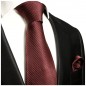 Preview: Krawatte rot schwarz gepunktet Seide mit Einstecktuch