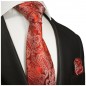 Preview: Krawatte rot silber paisley Seide mit Einstecktuch