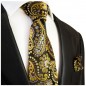 Preview: Extra lange Krawatte 165cm - Krawatte schwarz gelb paisley