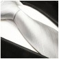 Preview: silberne Krawatte uni gestreift Seide