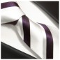Preview: weiss lila Krawatte gestreift Seide