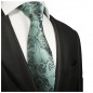 Preview: Krawatte tuerkis grau paisley Seidenkrawatte 590