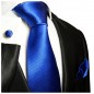 Preview: Krawatte blue uni mit Einstecktuch Seide 349
