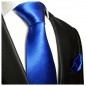 Preview: Blaue Krawatte mit Einstecktuch 349