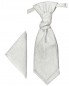 Preview: Silber weißes Plastron mit Einstecktuch floral | Hochzeitskrawatte | Ascot Hochzeit Krawatte