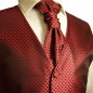 Preview: Rote Hochzeitsweste mit Plastron Krawatte Einstecktuch und Manschettenknöpfen gepunktet v22