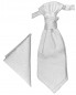 Preview: Weißes Plastron mit Einstecktuch barock | Hochzeitskrawatte | Ascot Hochzeit Krawatte