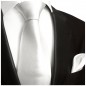 Preview: Krawatte weiß uni satin Seide mit Einstecktuch