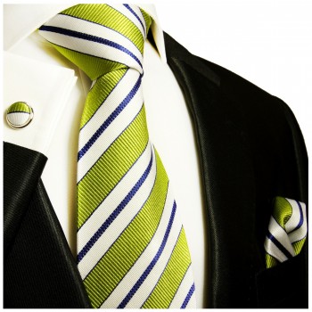 Krawatte grün gestreift Seide