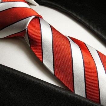 Rot silberne extra lange XL Krawatte 100% Seidenkrawatte by Paul Malone 122