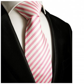 Pinke Krawatte weiß gestreift Seide