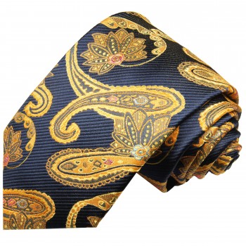 Extra lange Krawatte 165cm - blau gold paisley