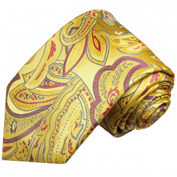 Extra lange Krawatte 165cm - gelb pink paisley