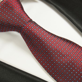 Paul Malone XL Krawatte 165cm rot gepunktete Seidenkrawatte 2040