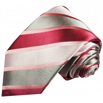 Extra lange Krawatte 165cm - Krawatte rot silber gestreift