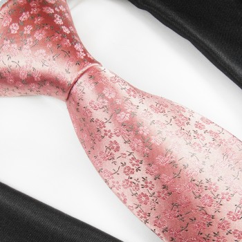 Krawatte pink rosa 100% Seide geblümt 2056