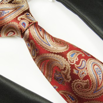 Rot beige paisley Krawatte 100% Seidenkrawatte ( XL 165cm ) 2066