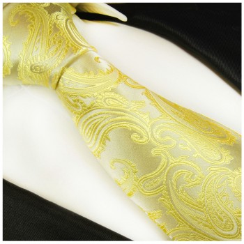 Gelb paisley Krawatte 100% Seidenkrawatte ( XL 165cm ) 2107