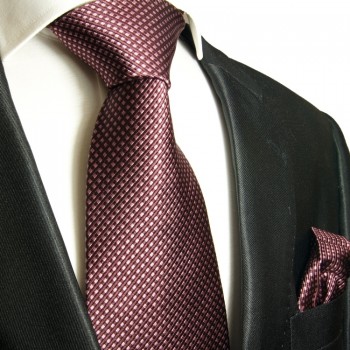 Dunkel Pink beere XL Krawatten Set 2tlg. 100% Seidenkrawatte + Einstecktuch 950