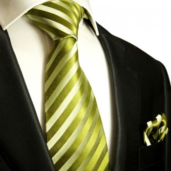 Grünes XL Krawatten Set 2tlg. 100% Seidenkrawatte + Einstecktuch 984