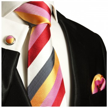 Extra lange Krawatte 165cm - Krawatte rot gold pink