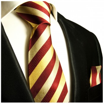 Extra lange Krawatte 165cm - Krawatte Überlänge - weinrot gestreift