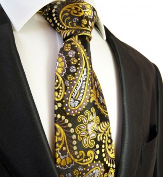 schwarz gelbe Paisley Krawatte