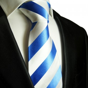 Krawatte hellblau weiß gestreift Seide 413
