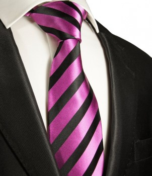Krawatte pink schwarz gestreift Seidenkrawatte